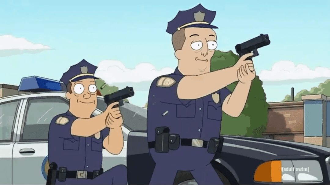 American Dad Cops Aim With Satisfied Smiles