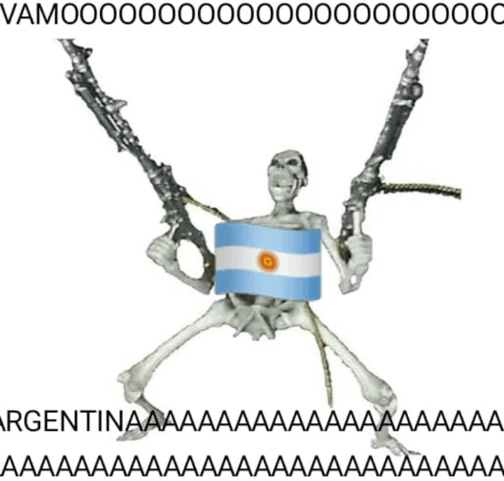 Armed Skeleton Screams Vamos Argentina