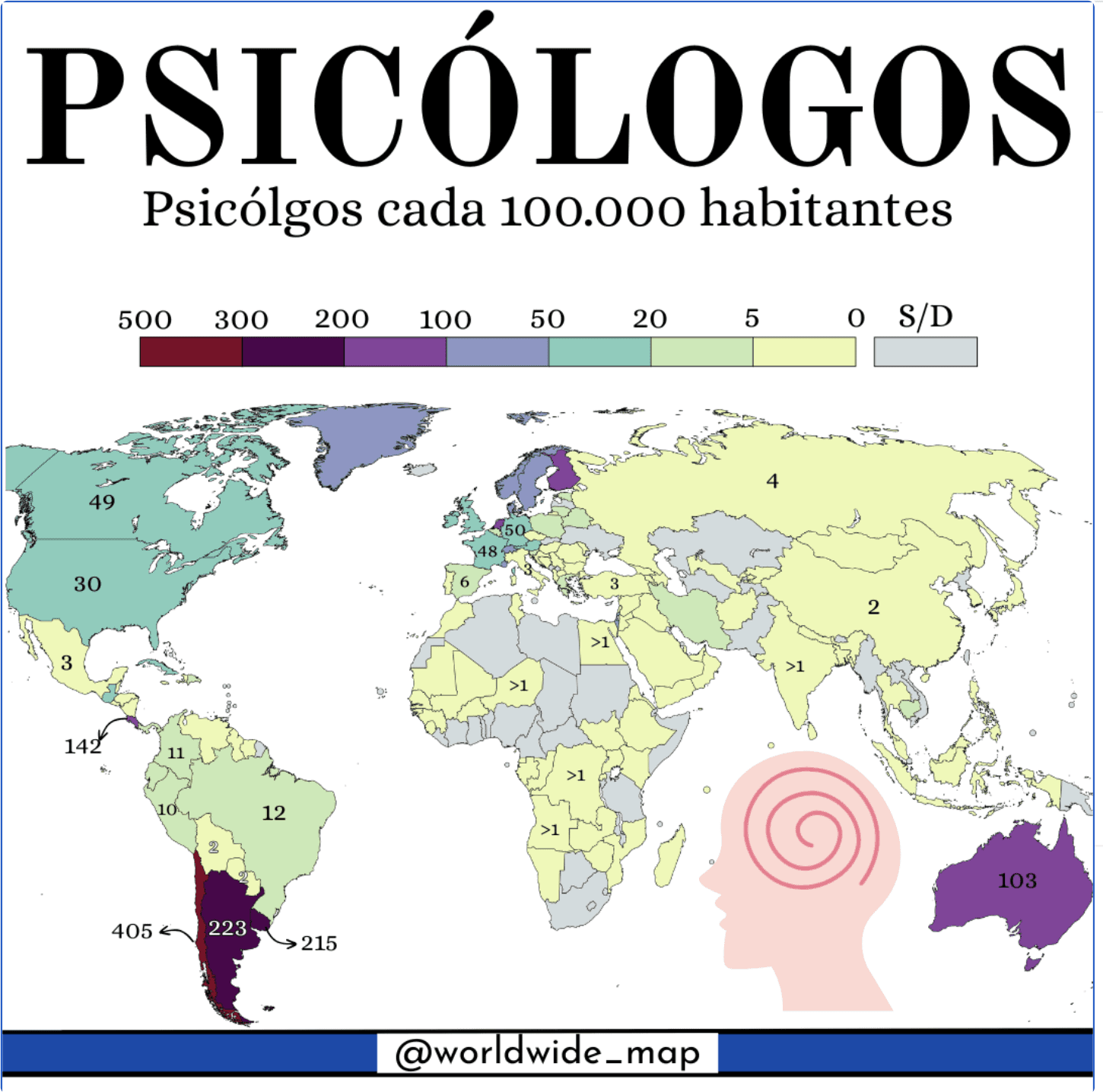 Psicólogos Por Habitante Mundial