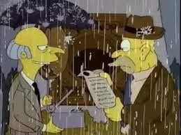 Burns and Smithers Standing in the Rain