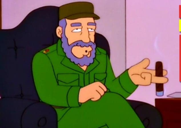 Simpsons Fidel Castro Points From His Chair