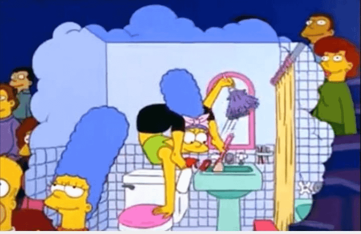 All Of Springfield Watches Marge In The Bathroom