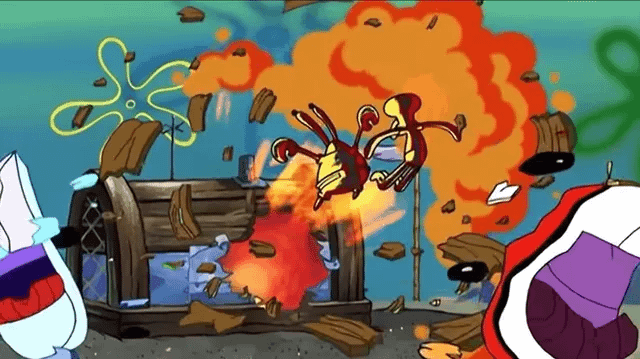 Mr. Krabs Launched by Krusty Krab Explosion