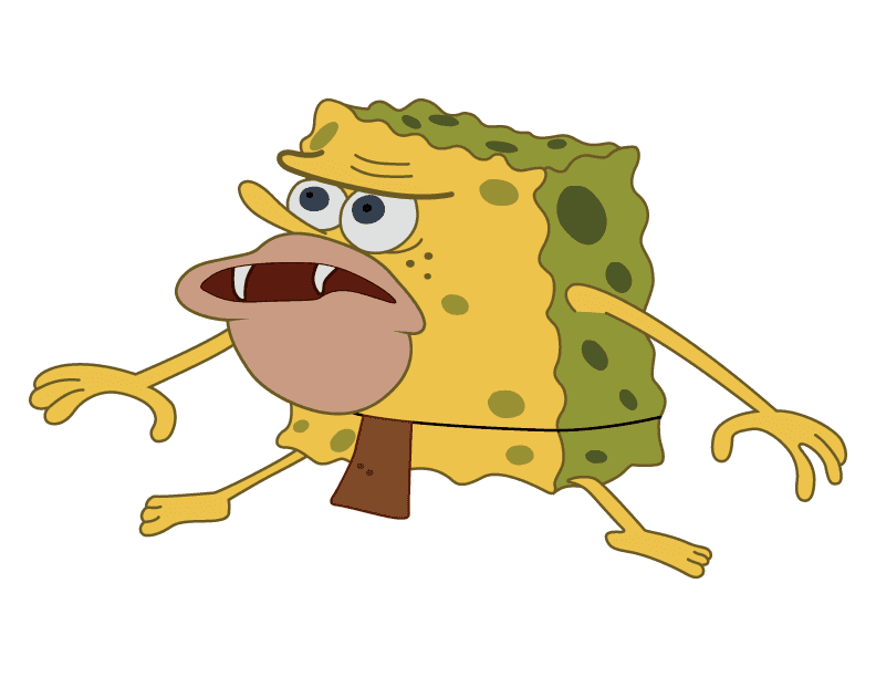 Caveman SpongeBob Confused Aggressive Reaction Template